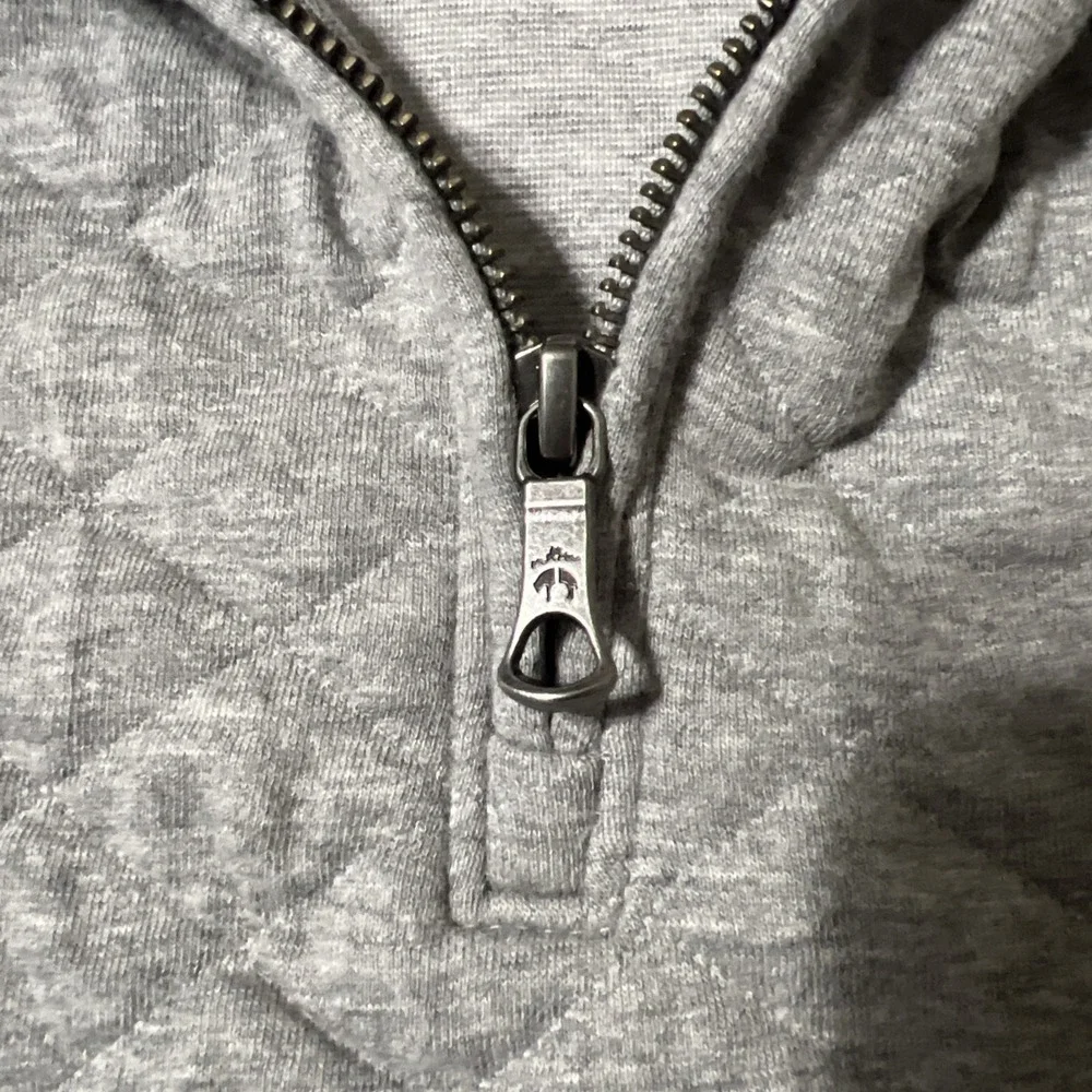 Brooks Brothers Gray Diamond Quilted 1/4 Zip Stretch Pullover Sweater Size Large